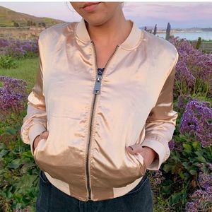 Zip up satin bomber jacket